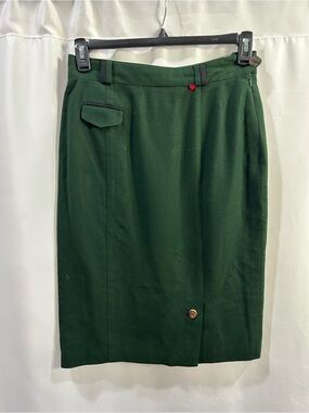 8 VTG Green Womens Dirndl German Austrian Traditional Oktoberfest Wool Skirt LN